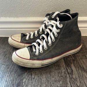 Gray Denim converse high tops